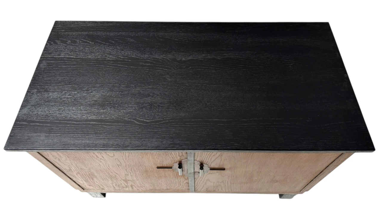 Art Deco Modernist Sideboard or credenza with Black Lacquered Top, 1930s
